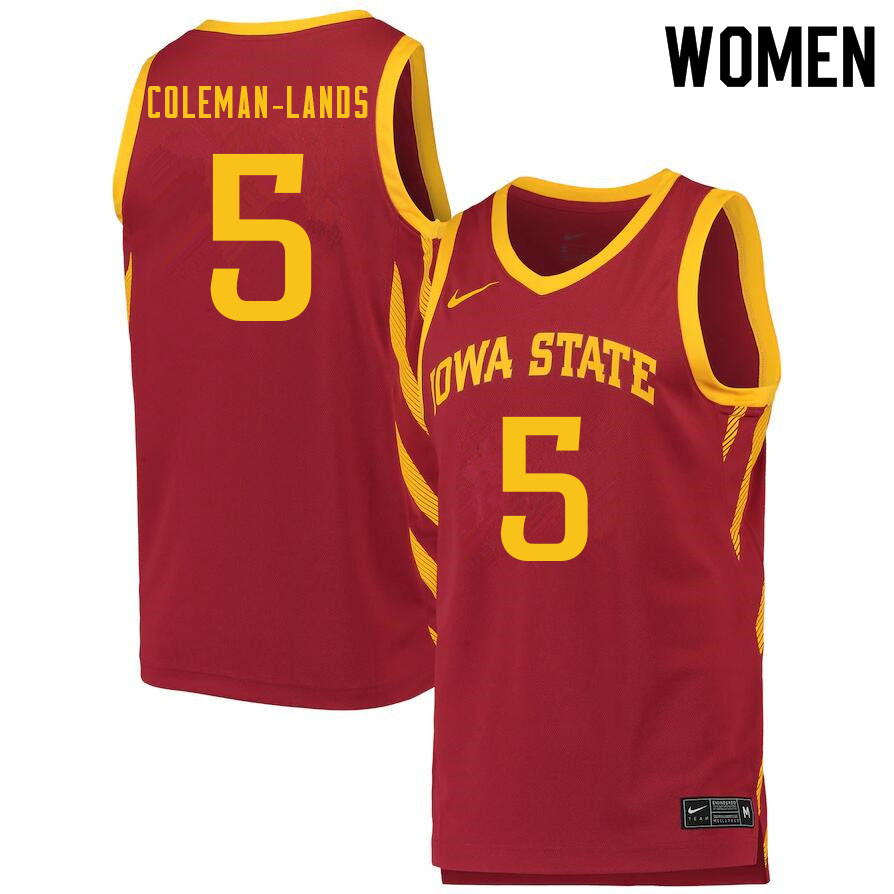 Women #5 Jalen Coleman-Lands Iowa State Cyclones College Basketball Jerseys Sale-Cardinal - Click Image to Close